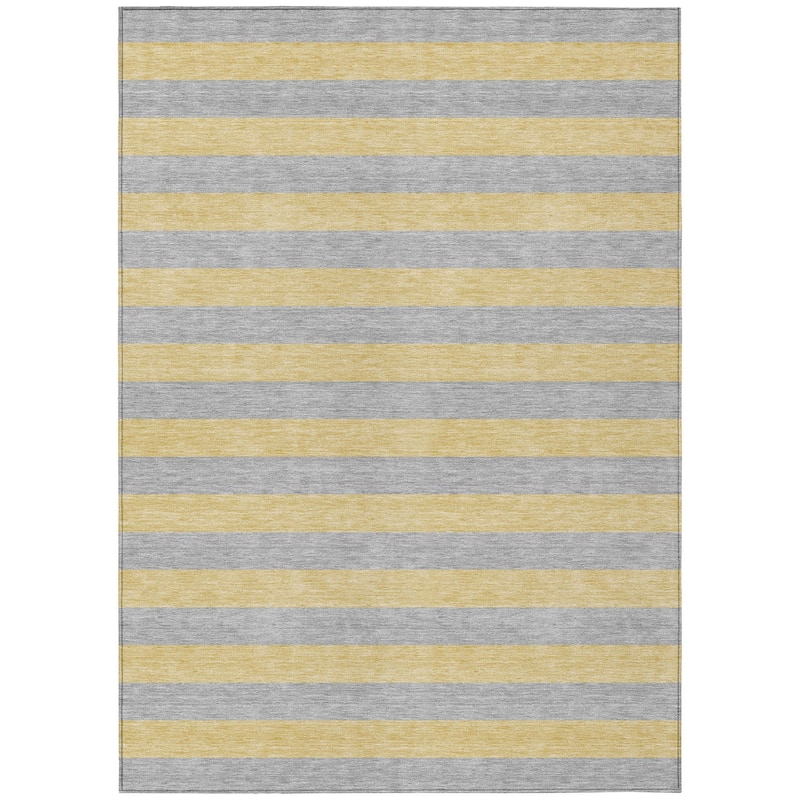 Machine Washable Indoor/ Outdoor Cabana Stripe Chantille Rug