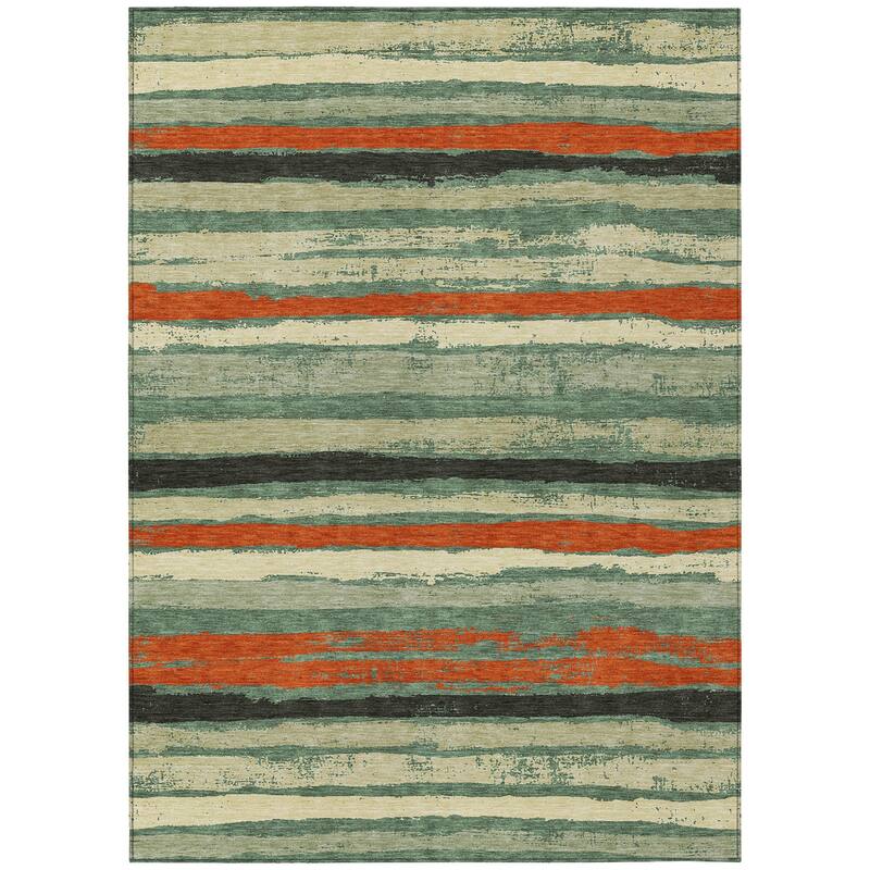HomeRoots Striped Transitional Rectangle Outdoor Rug