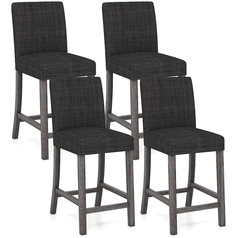 Gymax 4PCS 24.5'' Counter Height Bar Stools Modern Fabric Upholstered - Grey
