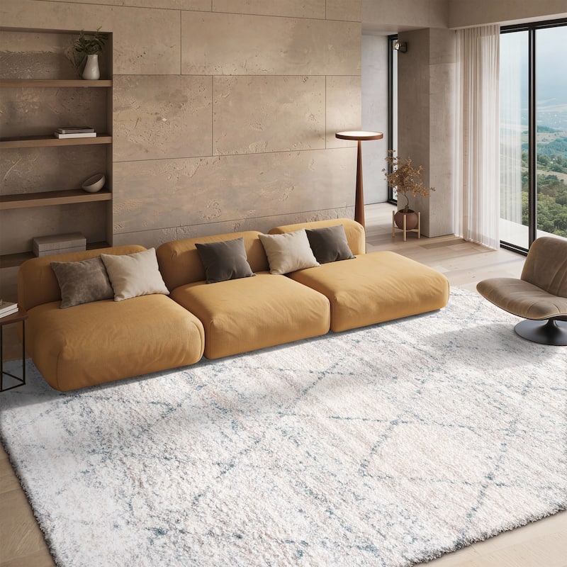 SAFAVIEH Fontana Shag Marye Modern Trellis 2-inch Thick Rug