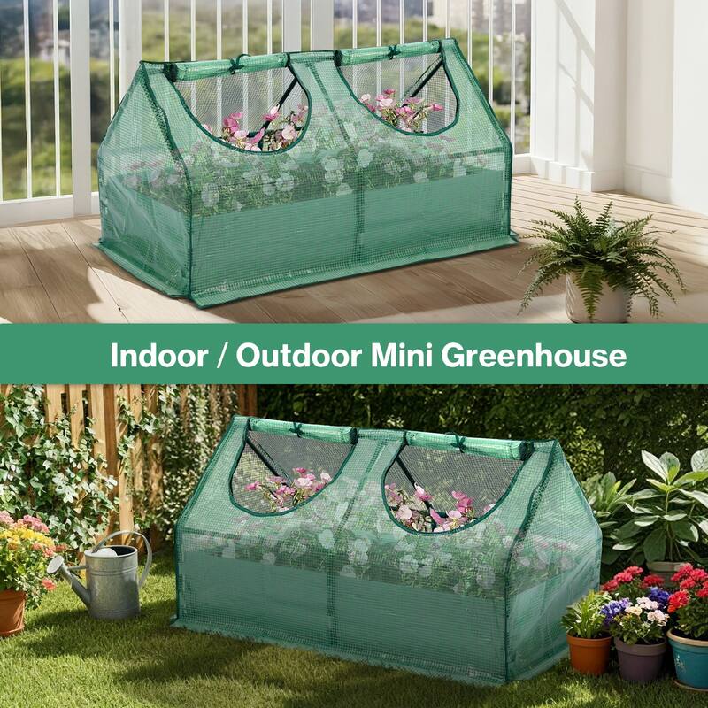Aoodor Raised Garden Bed with Mini Greenhouse Cover