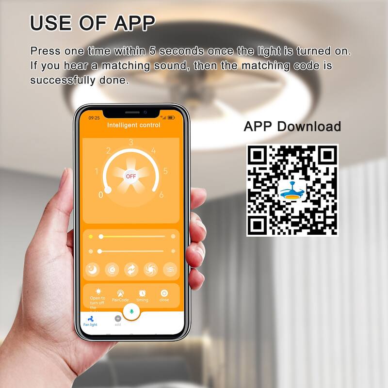 Modern Ceiling Fan Light with Light and 6 Wind Speeds, Energy Saving Motor for Bedroom and Living Room