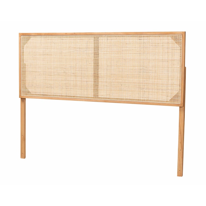 bali & pari Aurelia Modern Bohemian Bayur Wood and Natural Rattan Headboard - Natural Brown