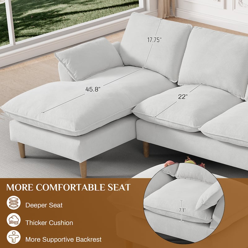 Modern U-Shaped Sectional Sofa Couch with Ottoman Chaise for Living Room