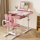 preview thumbnail 10 of 19, Gymax Kid's Study Desk & Chair Set w/Tilt Desktop Book Stand Footrest