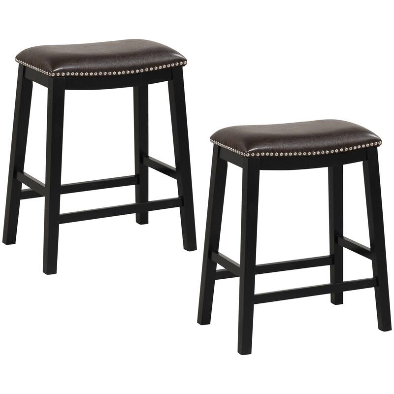 Gymax 4PCS 26'' Upholstered Counter Height Bar Stool PVC Leather