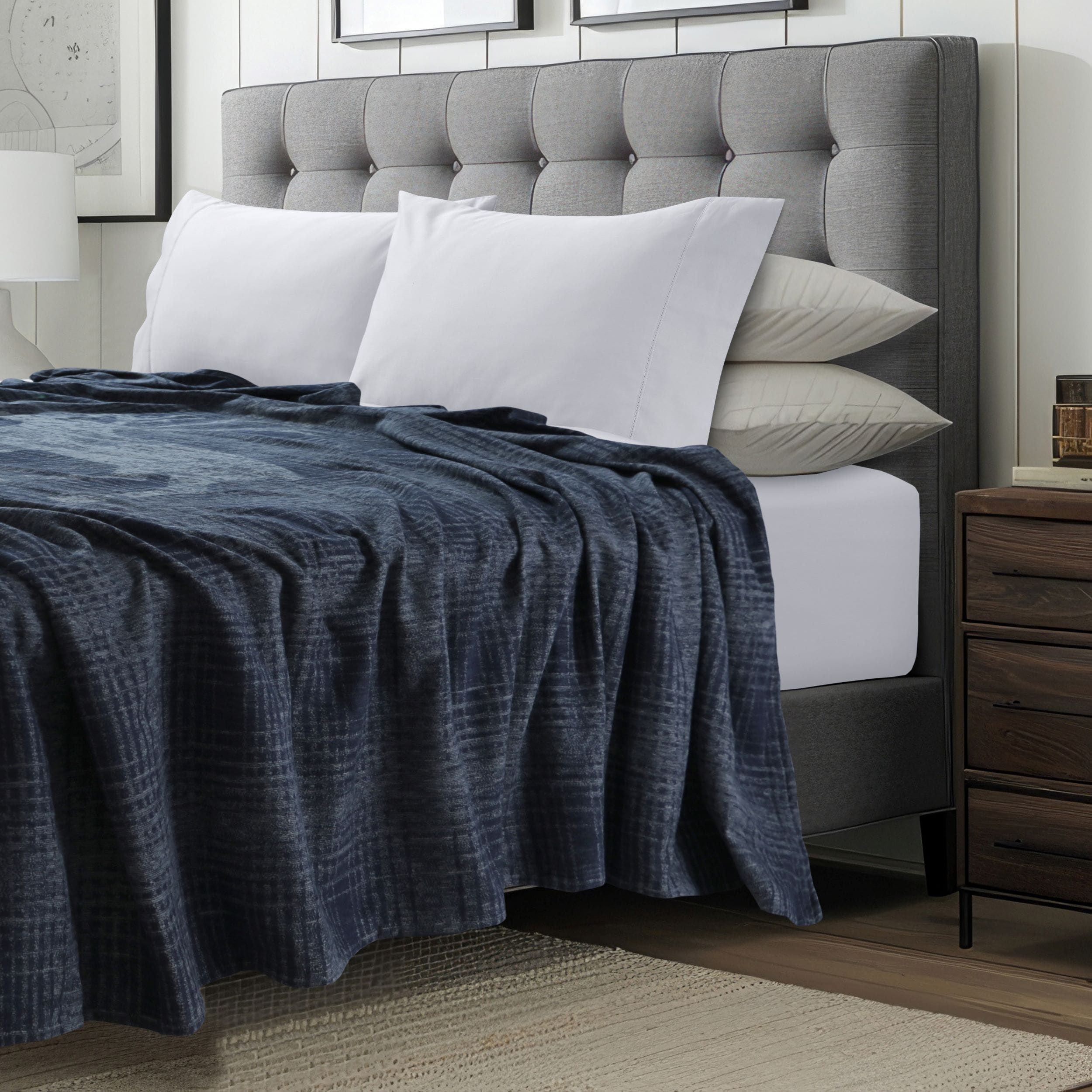 Tribeca Living German Yarn Dyed Organic Cotton Soft Cozy Throw Blanket-image