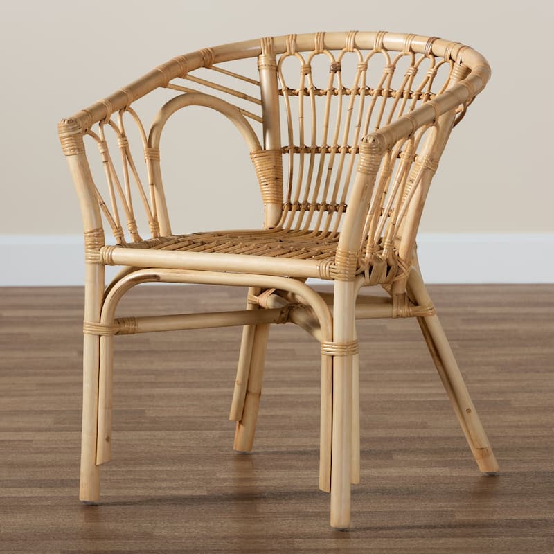 Kaka Modern Bohemian Natural Brown Rattan Dining Chair