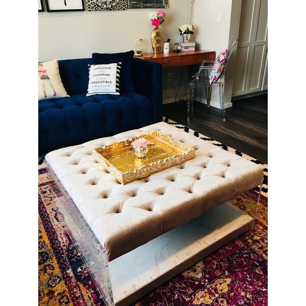 Massimo tufted velvet square ottoman clearance