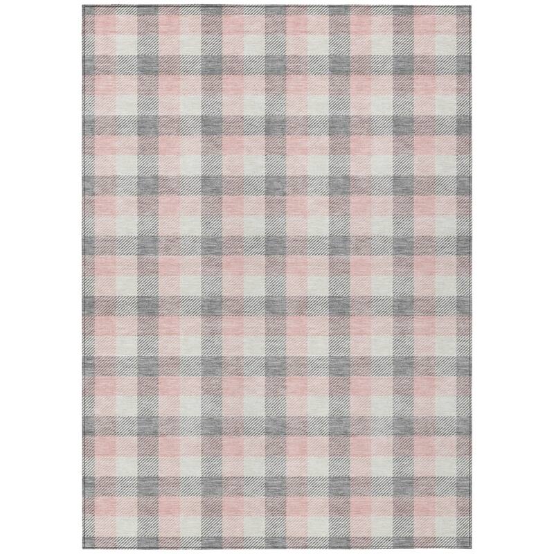 HomeRoots Plaid Transitional Rectangle Outdoor Rug