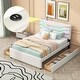 preview thumbnail 23 of 30, Queen Size Upholstered Storage Platform Bed with LED