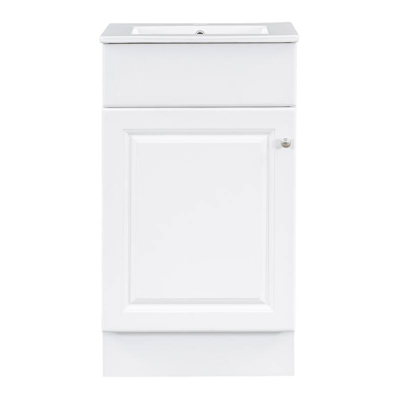 Anmytek 18 Inch White Bathroom Vanity with Sink Door Shelf and Adjustable Shelf