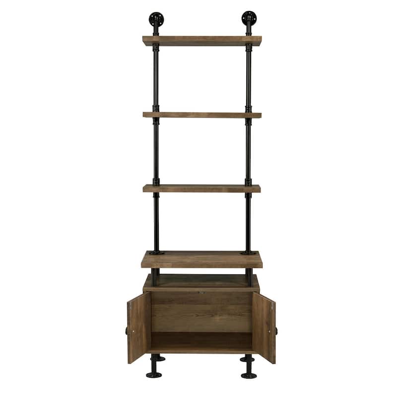 Side Pier Audio Rack in Rustic Oak and Black