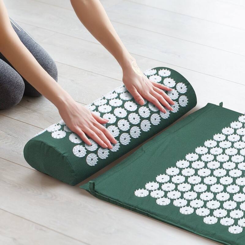 Sivan Acupressure Mat & Pillow Set: Pain Relief, Stress & Sciatic Treatment (29.5"L x 17.3"W) - 29.5"L x 17.3"W x 0.7"H