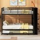 preview thumbnail 1 of 11, Modern Black Metal Twin over Twin with Side Big Bookshelf, Trundle Black - Twin