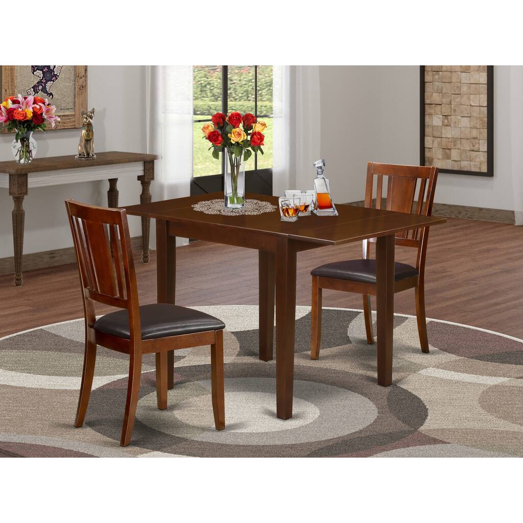East West Furniture Dining Table Set- a Rectangle Kitchen Table and Faux Leather Kitchen Dining Chairs, Mahogany(Pieces Option)