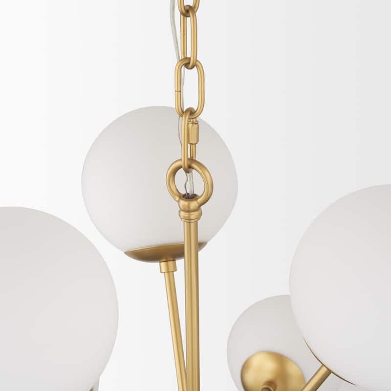 Barbara Brushed Gold Metal w/ Frosted Glass Globes 11-Light Chandelier - 31.5L x 31.5W x 31.5H - 31.5L x 31.5W x 31.5H