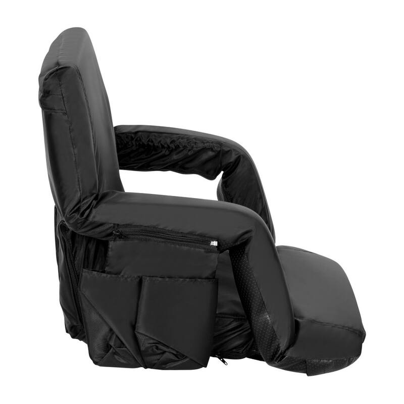 2 Pack Reclining Backpack Padded Stadium Chairs-Armrests & Storge Pockets