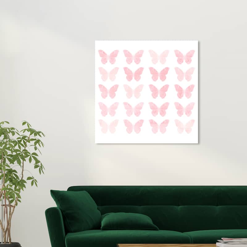 Wynwood Studio Canvas Animals Pastel Butterflies Pink and Light Pink Modern & Contemporary Wall Art Canvas Print - 30 x 30