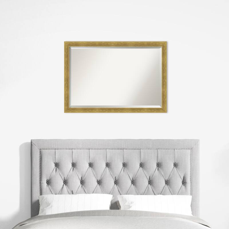 Angled Beveled Wood Framed Wall Mirror