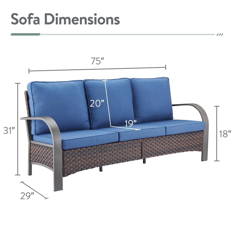 Patio Sofa with Fire Pit Table and Swivel Chair Ottoman