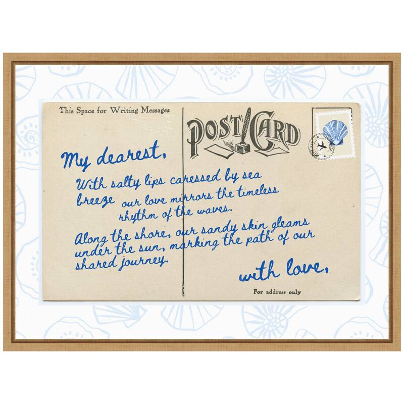 Kate and Laurel Sylvie Beach Love Letter Blue Framed Canvas by Honey Island Studio