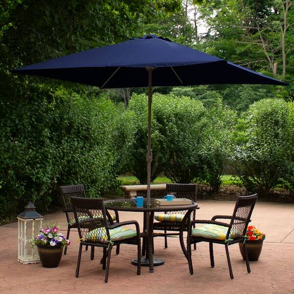 Shop 10ft X 6 5ft Outdoor Patio Market Umbrella With Hand Crank Navy Blue Overstock 31954075