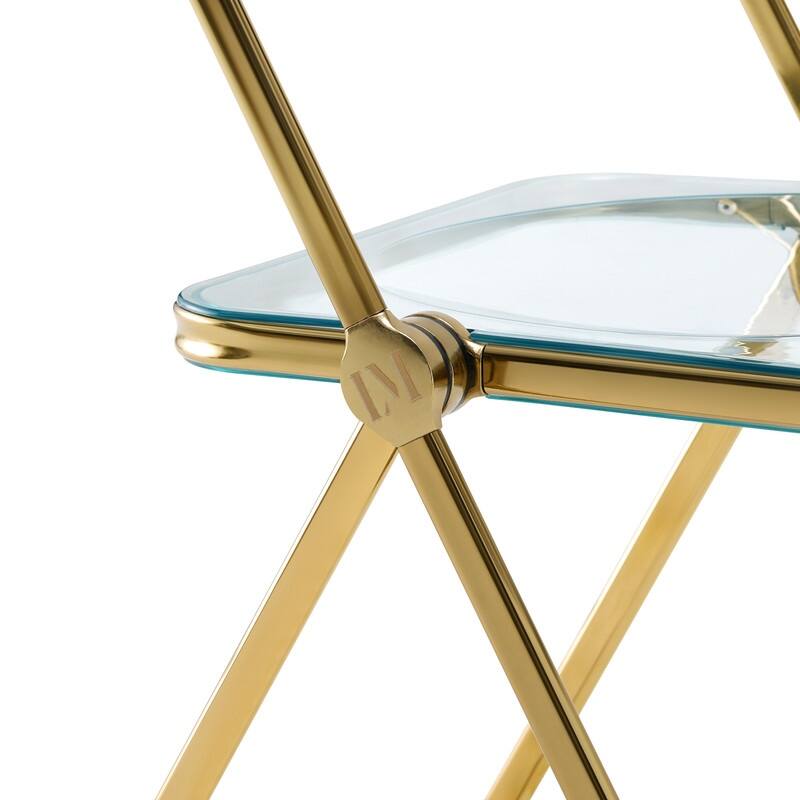 Lawrence Modern Foldable Transparent Acrylic Gold Chrome Folding Chair for Multipurpose Spaces Set of 4 - 30"