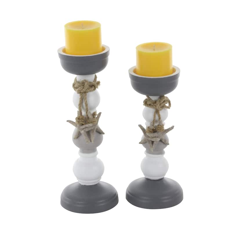 Wooden Candle Holder - Set of 2 - Roche River Decor - Gray