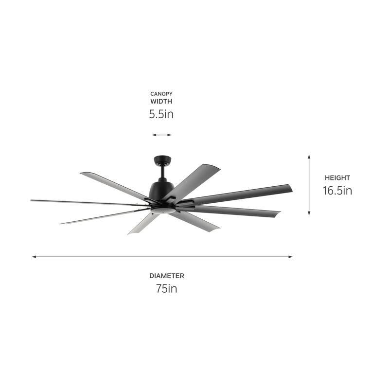 Kichler Lighting Breda 75 inch Outdoor Ceiling Fan with Remote