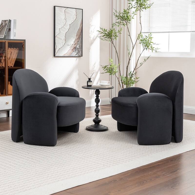 SEYNAR Modern Glam Velvet Thickened Seat Cushion Accent Chair Set of 2
