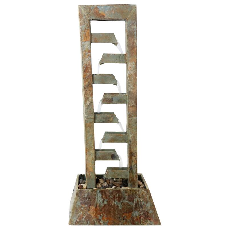 Stacked Slate Outdoor Water Fountain 49" Garden & Patio Water Feature