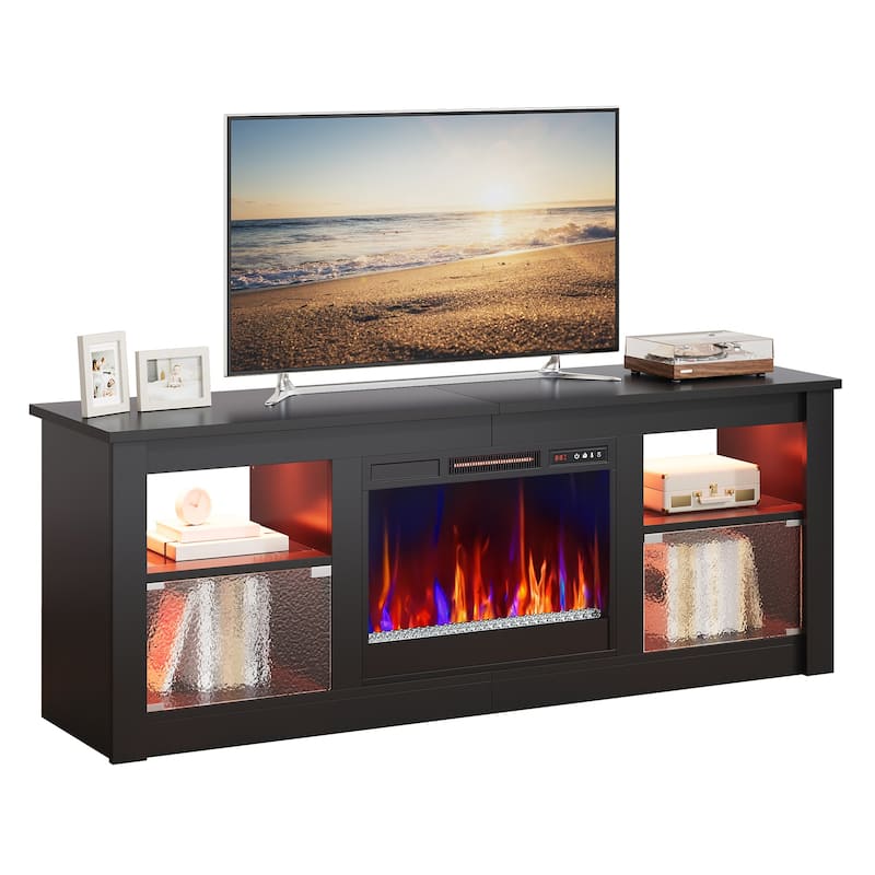 Bestier 63 in. Freestanding Media Console Electric Fireplace TV Stand Fits TV's Up to 70 in. with Cabinet - 62 inches
