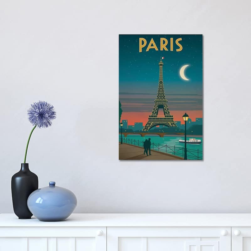 iCanvas "Paris Moonlight" by IdeaStorm Studios Canvas Print - 18x12x1.5