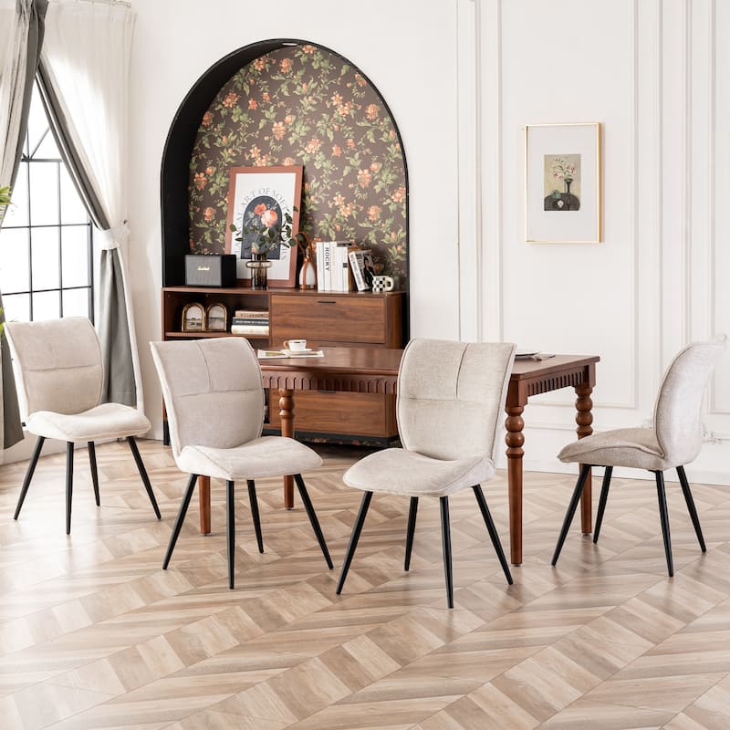 Fabric Upholstered High Back Dining Chairs Set of 2