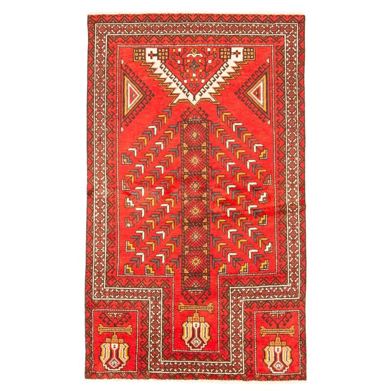 ECARPETGALLERY Hand-knotted Andelz Red Wool Rug - 4'0 x 6'7