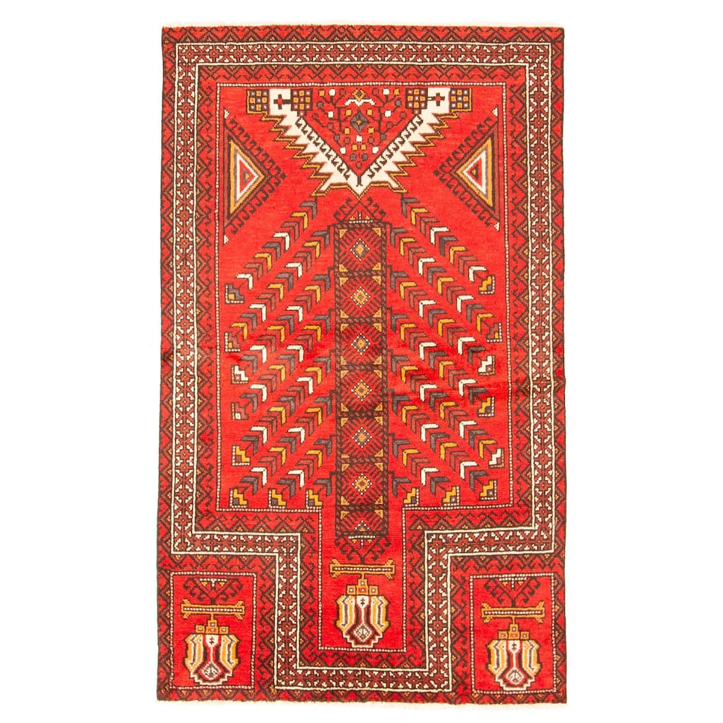 ECARPETGALLERY Hand-knotted Andelz Red Wool Rug - 4'0 x 6'7