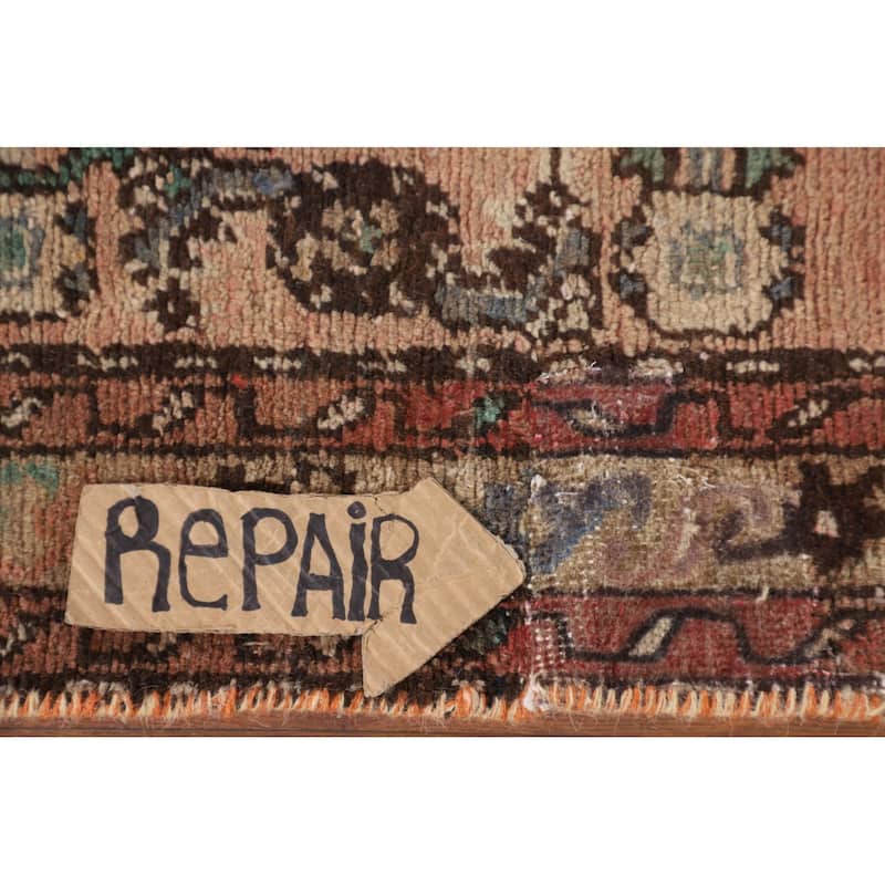 Distressed Hamedan Persian Vintage Runner Rug Handmade Wool Carpet - 3'4" x 9'8"