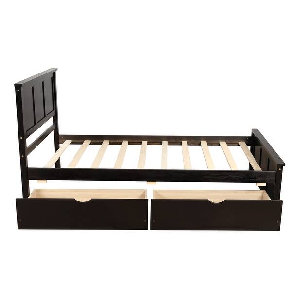 Solid Wood and MDF Two UnderBed Drawers Twin Size Platform Storage Bed Assembly Required Bed