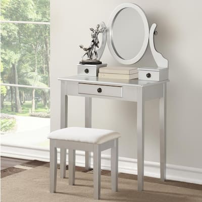 Wood Makeup Vanity Table and Stool Set