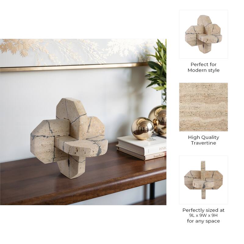 Stone Decorative Object Interlocking Geometric Sculptural Design