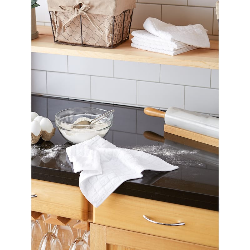 DII Solid Windowpane Terry Dishcloth Set of 6