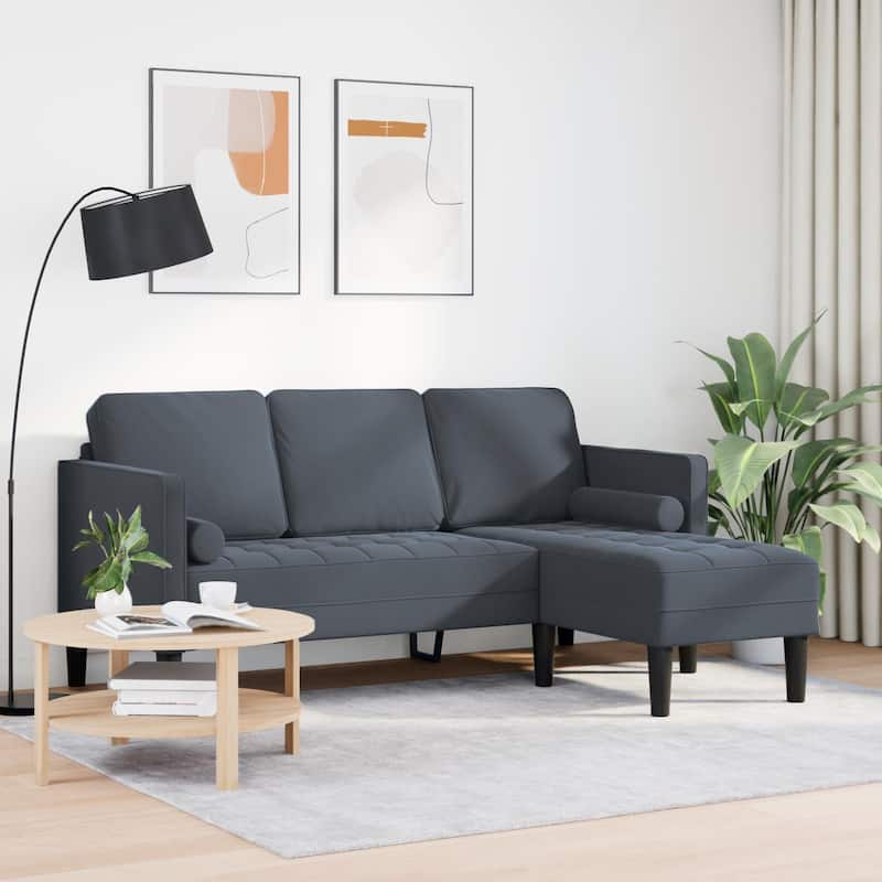 vidaXL Garden Sofa L-Shaped Black/Dark Grey/Light Grey Velvet - 68.1 x 51.6 x 26.4