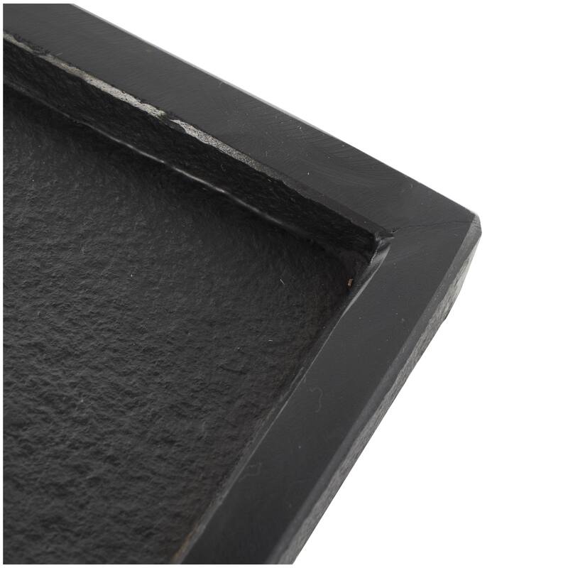 Marble Minimalistic Textured Square Living Room Decor Tray - Set of 2 Black - Roche River Decor