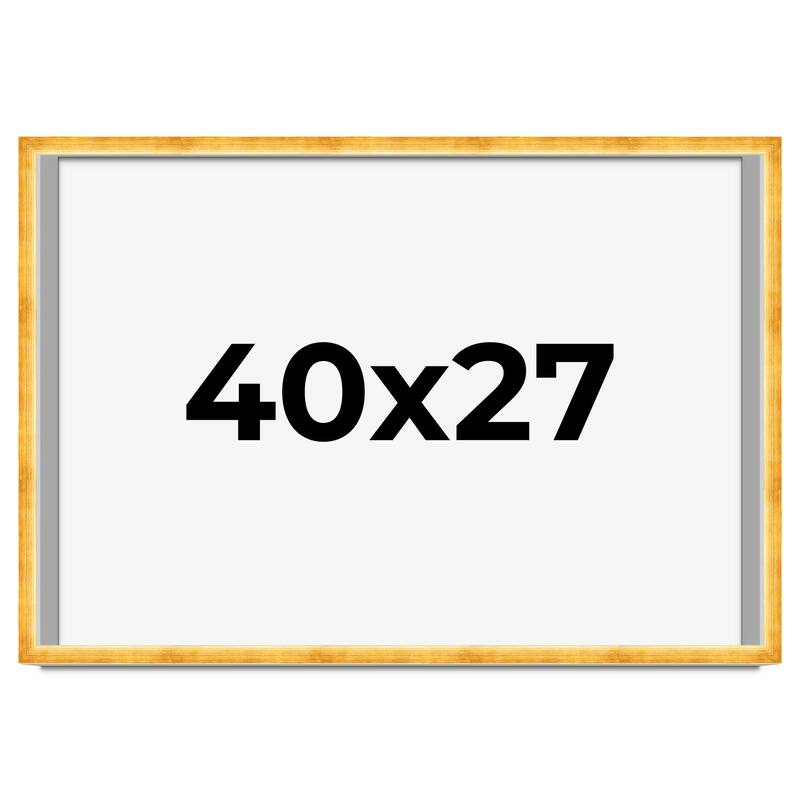 40x27 Shadow Box Frame Gold | 1.625 Inches Deep Real Wood Traditional