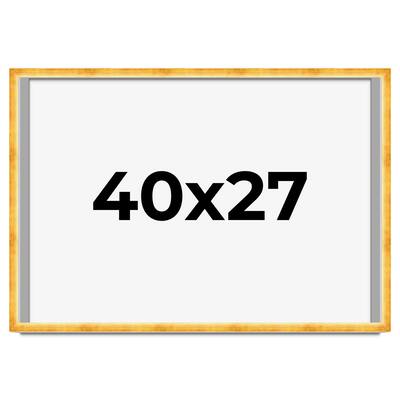 40x27 Shadow Box Frame Gold | 1.625 Inches Deep Real Wood Traditional