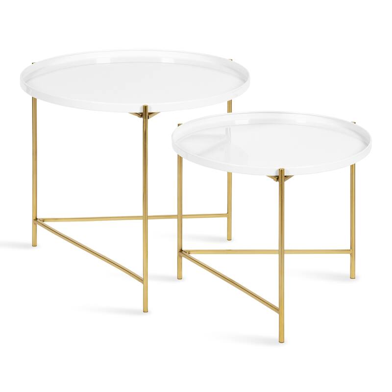 Kate and Laurel Ulani Coffee Table Set - 2 Piece - White/Gold