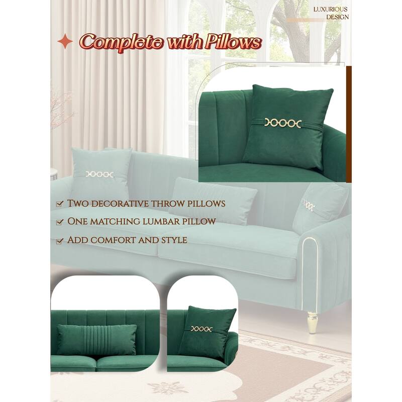 87.4" Luxury Loveseat Sofa with Metal Legs, Round Arms