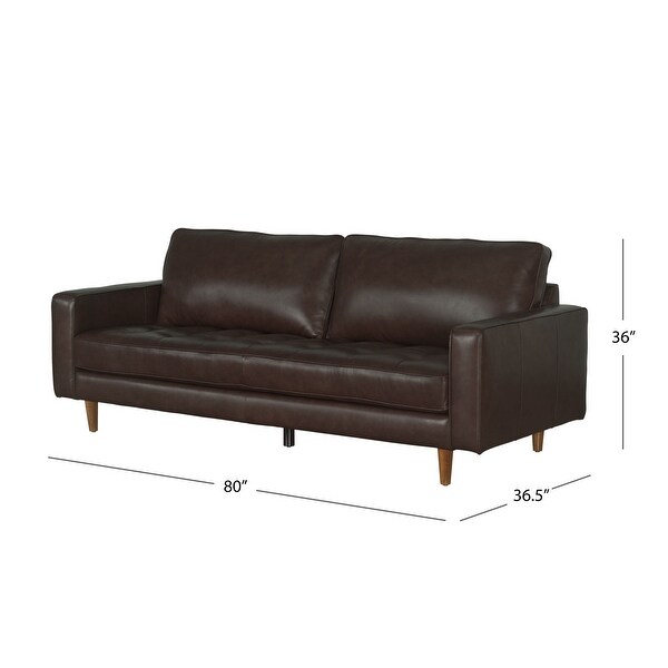 Abbyson Holloway Mid Century Top-grain Leather Sofa - Bed Bath & Beyond ...