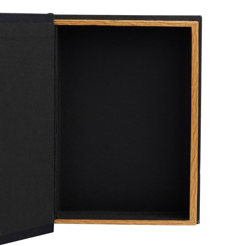 Burlap Leather Canvas Book Box Various Designs (Set of 3)